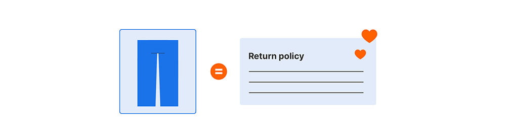 Return policy illustration with hearts